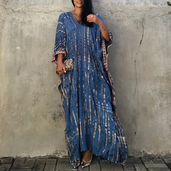 Lena Vie Boutique | Swim | Delphinium Dewi Kimono Kaftan Dress Maxi 5 Rated  Soft Flowing Blue Boho Kaftan | Poshmark